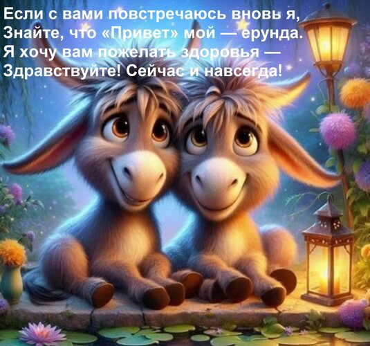 Открытка Если с вами повстречаюсь вновь я, Знайте, что «Привет» мой — ерунда. Я хочу вам пожелать здоровья —