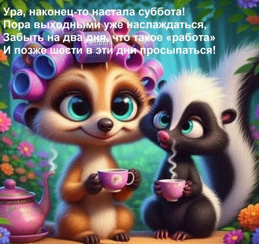 Открытка Ура, наконец-то настала суббота! Пора выходными уже наслаждаться, Забыть на два дня, что такое «рабо