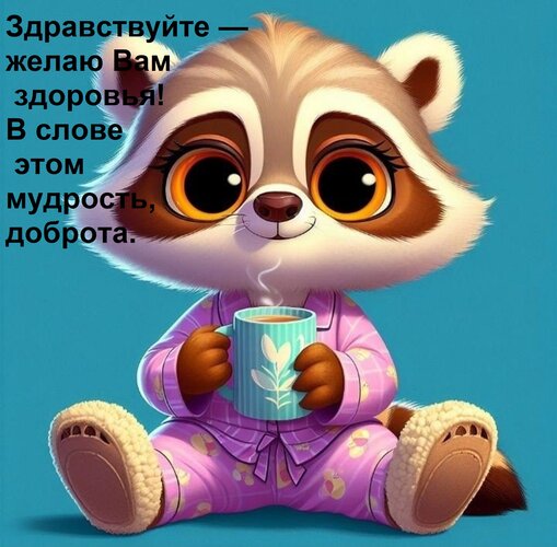 Открытка Здравствуйте — желаю Вам здоровья! В слове этом — мудрость, доброта.