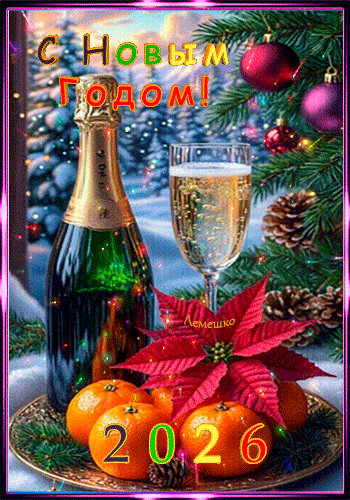 Анимированная открытка С Новым Годом! 2026