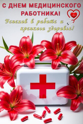 Открытка С ДНЕМ МЕДИЦИНСКОГО РАБОТНИКА! УСПЕХОВ В РАБОТЕ И КРЕПКОГО ЗДОРОВЬЯ!
