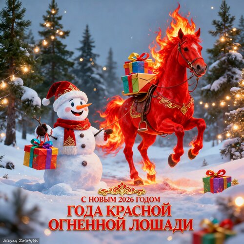 Открытка Год лошади