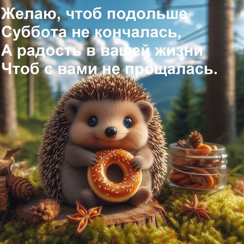 Открытка Желаю, чтоб подольше Суббота не кончалась, А радость в вашей жизни Чтоб с вами не прощалась.