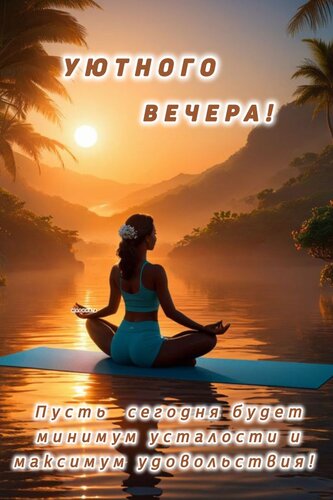 Открытка УЮТНОГО ВЕЧЕРА! ПУСТЬ СЕГОДНЯ БУДЕТ МИНИМУМ УСТАЛОСТИ И МАКСИМУМ УДОВОЛЬСТВИЯ!