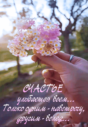Анимированная открытка Счастье улыбается всем... Только одним - навстречу, другим - вслед...