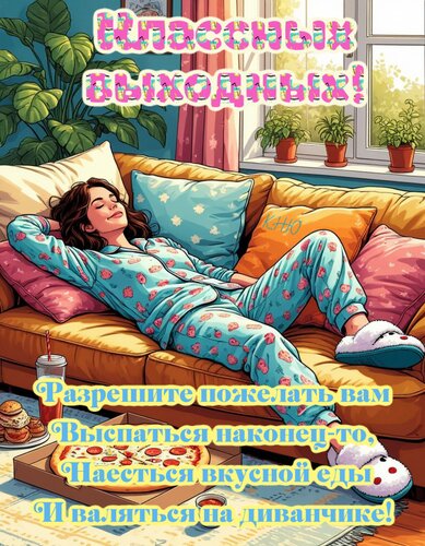 Открытка Классных выходных. Разрешите пожелать вам выспаться наконец -то.