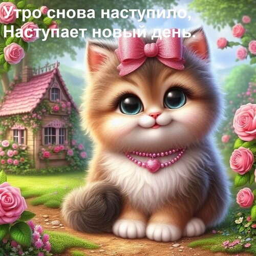Открытка Утро снова наступило, Наступает новый день.