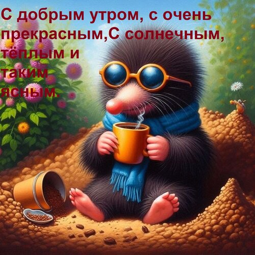 Открытка С добрым утром, с очень прекрасным, С солнечным, тёплым и таким ясным.