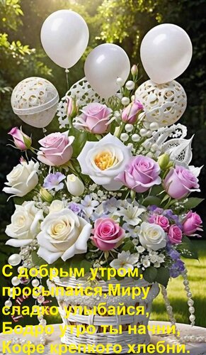 Открытка С добрым утром, просыпайся, Миру сладко улыбайся, Бодро утро ты начни, Кофе крепкого хлебни.