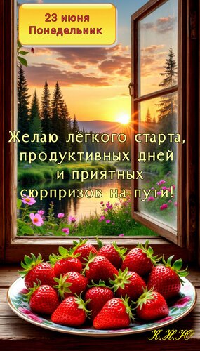 Открытка 23 июня понедельник