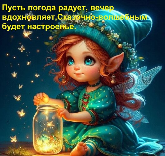 Открытка Пусть погода радует, вечер вдохновляет, Сказочно-волшебным будет настроенье.