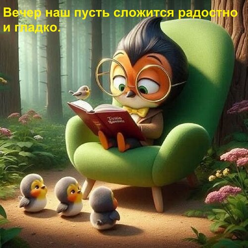 Открытка Вечер наш пусть сложится радостно и гладко.