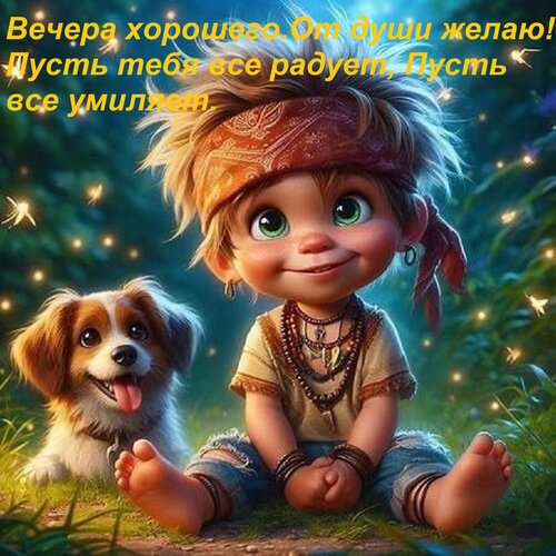 Открытка Вечера хорошего От души желаю! Пусть тебя все радует, Пусть все умиляет.