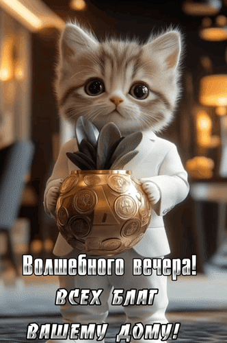 Анимированная открытка Волшебного вечера! Всех благ вашему дому!