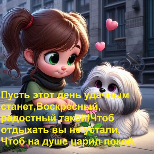 Открытка Пусть этот день удачным станет, Воскресный, радостный такой! Чтоб отдыхать вы не устали, Чтоб на душ