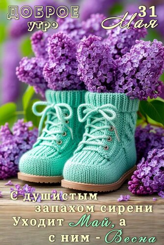Открытка ДОБРОЕ УТРО! 31 МАЯ. С ДУШИСТЫМ ЗАПАХОМ СИРЕНИ УХОДИТ МАЙ, А С НИМ - ВЕСНА.