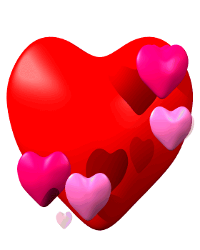 Анимированная открытка Сердце с сердечками