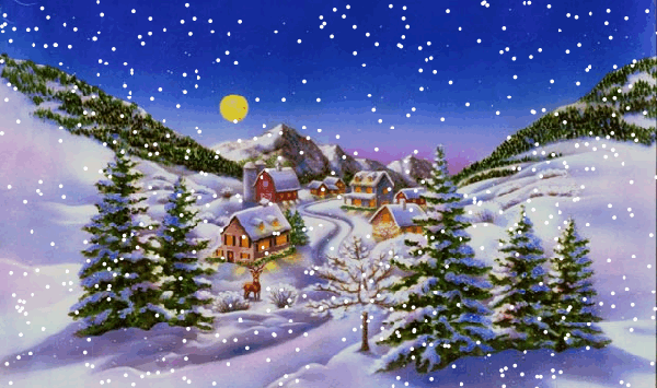 Анимированная открытка Зима новым годом и рождеством христовым
