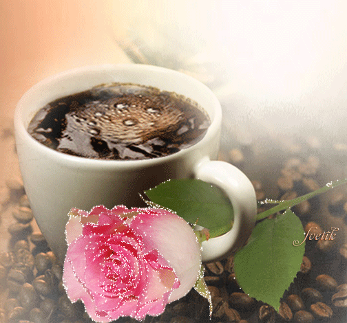 Цветы утром гифы. Нежное утро. Анимационные чашка с кофе с цветами. Чашечка кофе розы анимация. Нежного утра анимация.