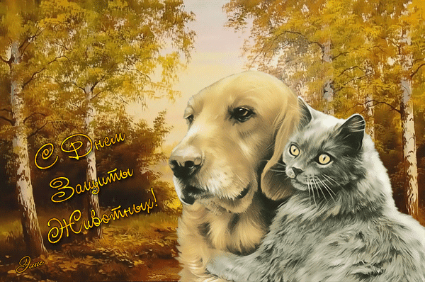 Анимированная открытка С днем защиты животных!