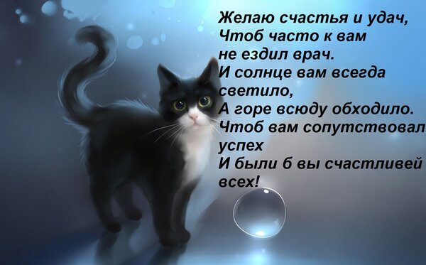 Открытка Желаю счастья и удач, Чтоб часто к вам не ездил врач. И солнце вам всегда светило, А горе всюду обхо