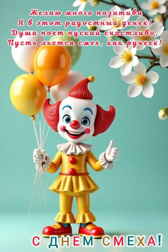 Открытка С днем Смеxа! Желаю много позитива я в этот радостный денек...
