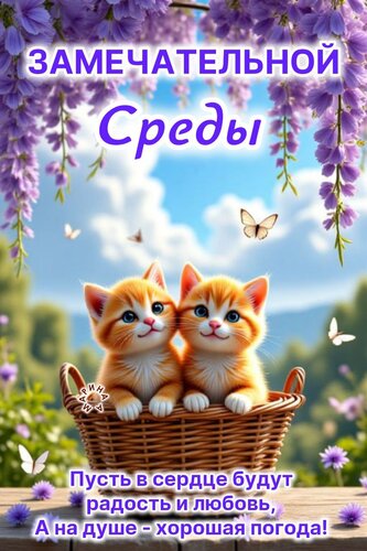 Открытка Замечательной среды. Пусть в сердце будут радость и любовь, а на душе - хорошая погода!