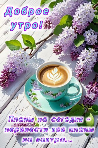 Открытка Доброе утро! Планы на сегодня - перенести все планы на завтра...