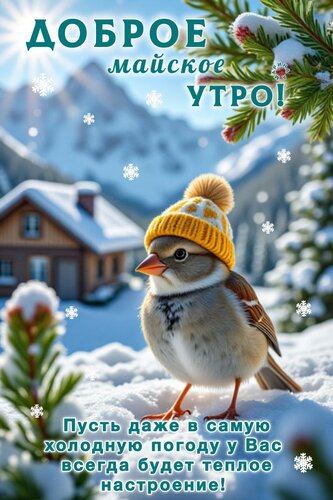Открытка Доброе майское утро! Пусть даже в самую холодную погоду у Вас всегда будет теплое настроение!