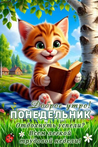 Открытка Доброе утро! Понедельник. Отдохнуть успели? Всем легкой трудовой недели!