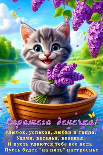 Открытка Хорошего денечка! Улыбок, успехов, любви и тепла, удачи, веселья, везенья! И пусть удаются тебе все дела, пусть будет на пять настроенье.