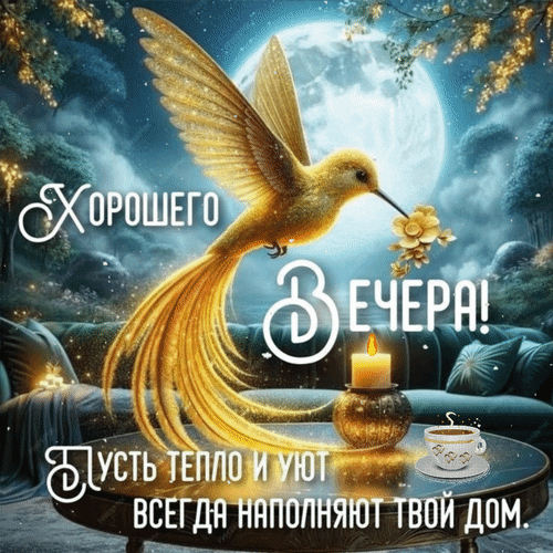 Анимированная открытка Хорошего вечера! Пусть тепло и уют всегда наполняют твой дом.