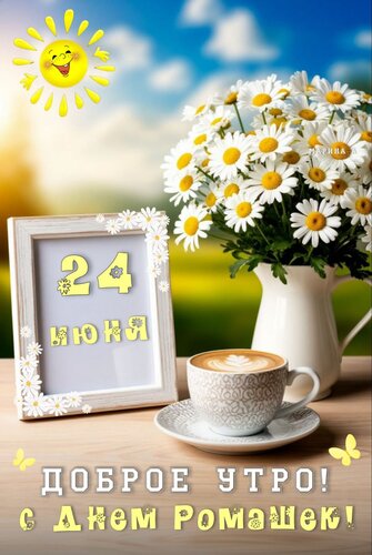 Открытка 24 июня. Доброе утро! С днем ромашек!