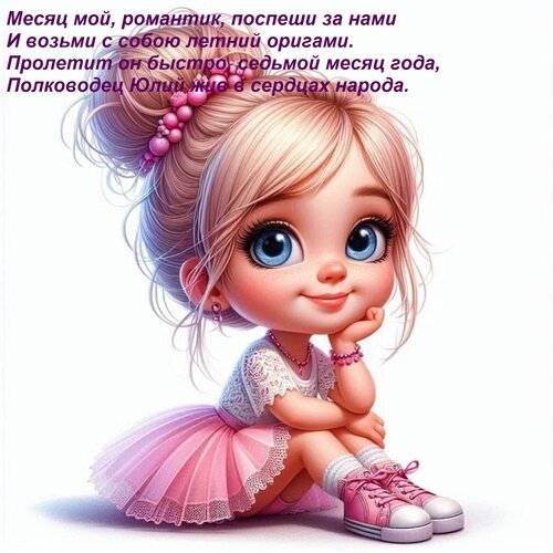 Открытка Месяц мой, романтик, поспеши за нами И возьми с собою летний оригами. Пролетит он быстро, седьмой ме