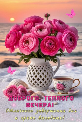 Открытка Доброго, Теплого Вечера! Отличного Завершения ДНЯ И Ярких Выходных!