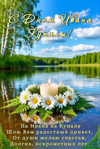 Открытка С ДНЕМ Ивана Купалы! НА Ивана НА Купала ШЛЮ ВАМ Радостный Привет, ОТ ДУШИ Желаю Счастья, Долгих, ИСК