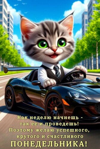 Открытка Как неделю начнешь - так ее и проведешь! Поэтому желаю успешного, крутого и счастливого понедельника!