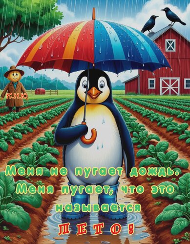 Открытка Меня не пугает дождь. Меня пугает, что это называется Лето.