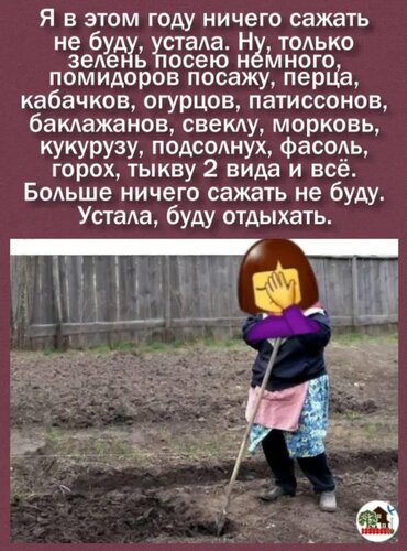Открытка Я в этом году ничего сажать не буду