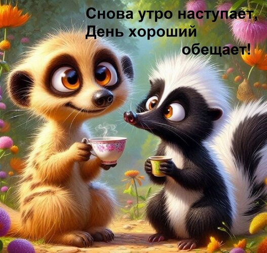 Открытка Снова утро наступает, день хороший обещает!