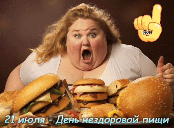 Анимированная открытка 21 июля - День нездоровой пищи