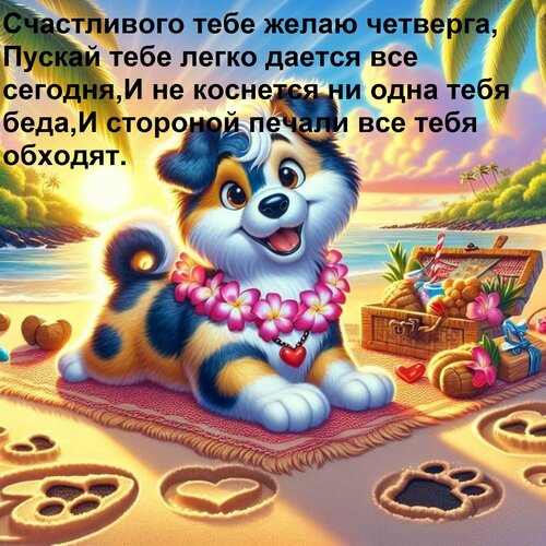 Открытка Счастливого тебе желаю четверга, пускай тебе легко дается все сегодня, и не коснется ни одна беда.