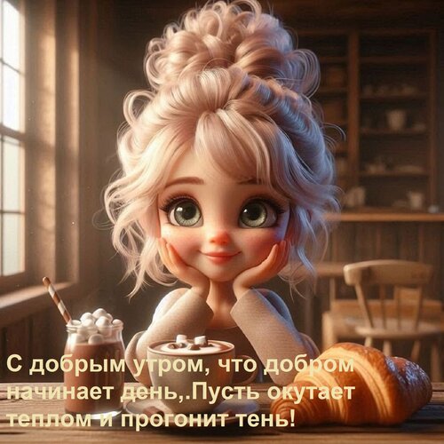 Открытка С добрым утром, что добром начинает день, пусть окутает теплом и прогонит тень!