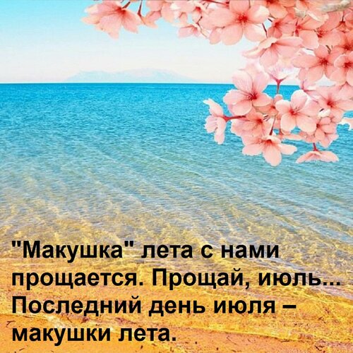 Открытка Макушка лета с нами прощается. Прощай, июль... Последний день июля – макушки лета.