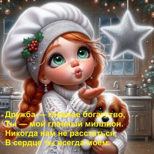 Открытка Дружба — главное богатство, ты — мой главный миллион. Никогда нам не расстаться, в сердце ты всегда моем.