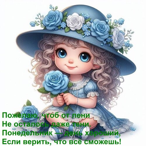 Открытка Пожелаю, чтоб от лени не осталось даже тени. Понедельник — день хороший, если верить, что всё сможешь!
