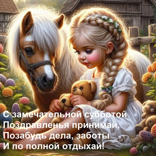 Открытка С замечательной субботой поздравленья принимай, позабудь дела, заботы и по полной отдыхай!