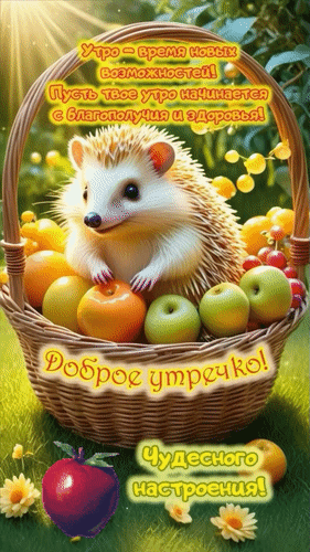Анимированная открытка Доброе утречко! Чудесного настроения! Утро - время новых возможностей!