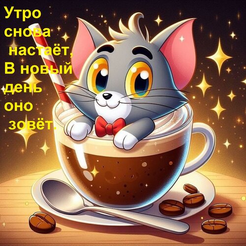 Открытка Утро снова настаёт, в новый день оно зовёт.