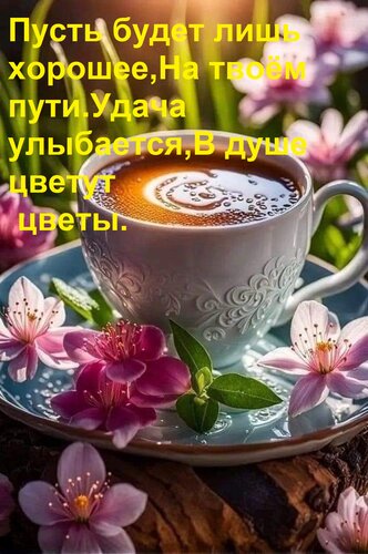 Открытка Пусть будет лишь хорошее, На твоём пути. Удача улыбается, В душе цветут цветы.